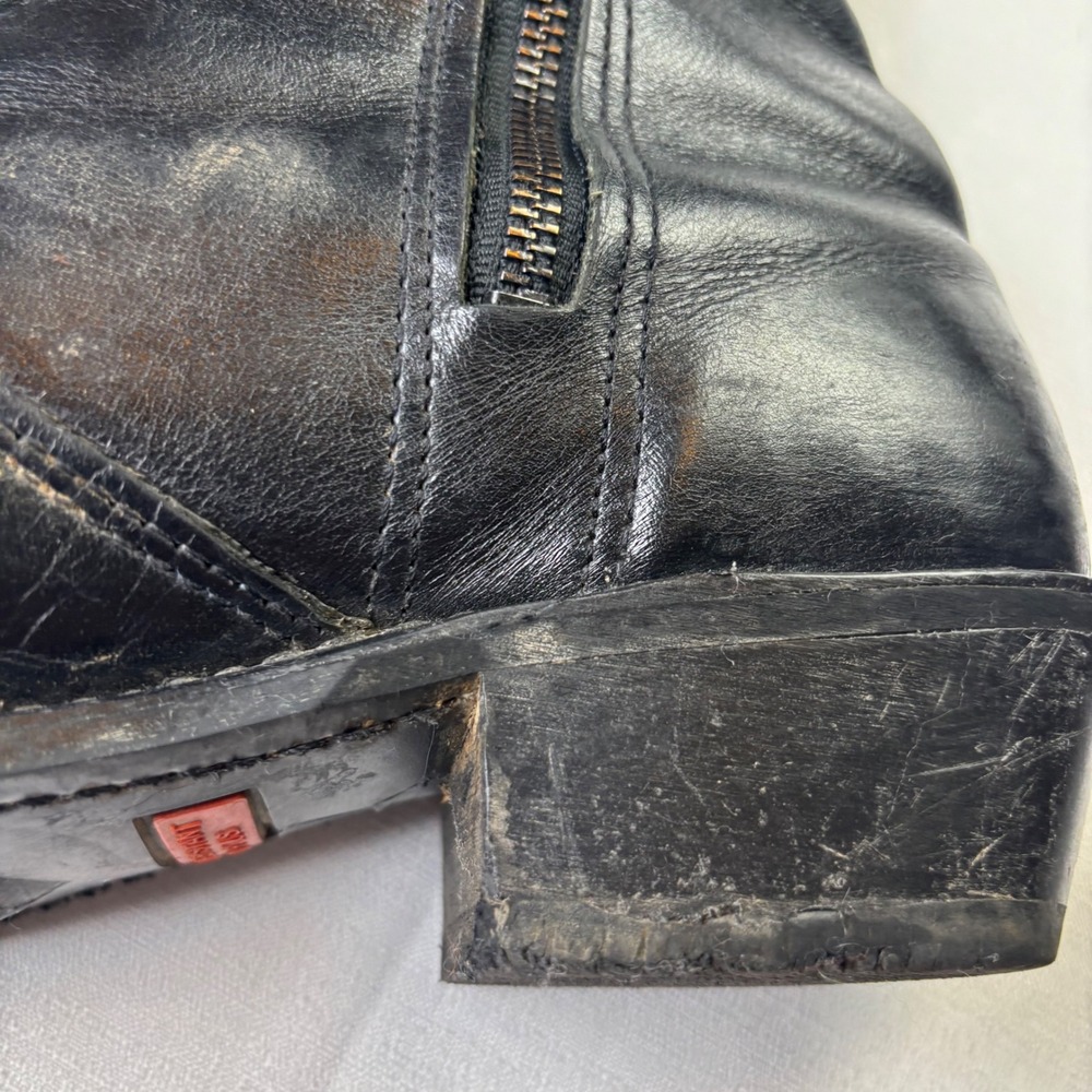 Double H Western Zip‎ Boots Mens Size 9.5 Black Leather Cowboy Short Boots 1712 - Picture 6 of 12